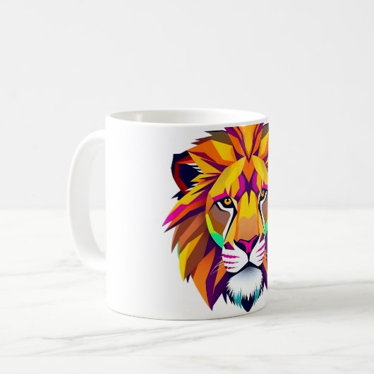 Lion Head Geometric Art Kaffeetasse (Vorderseite Links)