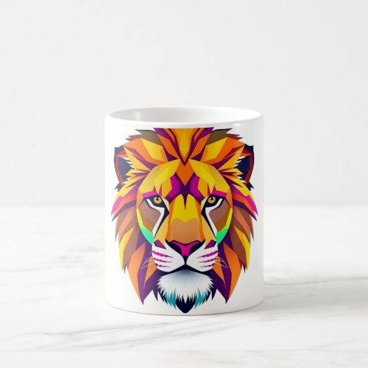 Lion Head Geometric Art Kaffeetasse (Mittel)