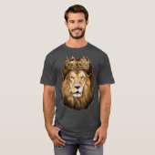 Lion Head Golden Crown Art Leinwände King T-Shirt (Vorne ganz)