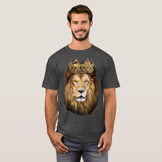 Lion Head Golden Crown Art Leinwände King T-Shirt (Vorne ganz)