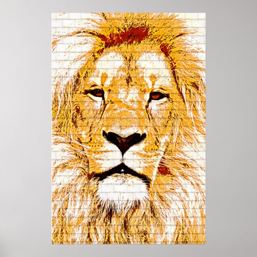 Lion Head Grunge Canvas Print Poster (Vorne)