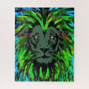 Lion Head Jigsaw Puzzle Green Lion Puzzle