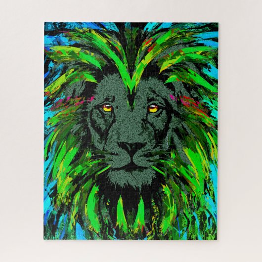 Lion Head Jigsaw Puzzle | Green Lion Puzzle (Vertikal)