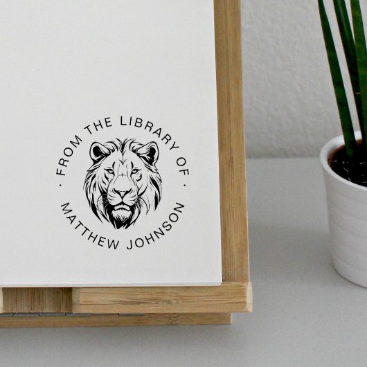 Lion Head Modern From The Library Of Custom Book Permastempel