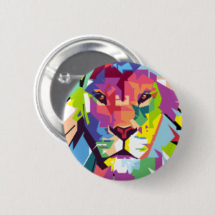 Lion Head   Moderne Kunst Button