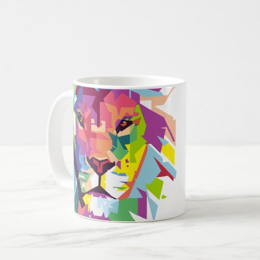Lion Head | Moderne Kunst Kaffeetasse (Vorderseite Links)