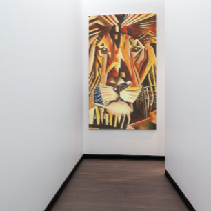 Lion Head Modernes kubistisches Gemälde Leinwanddruck