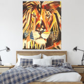 Lion Head Modernes kubistisches Gemälde Leinwanddruck (Insitu (Schlafzimmer))