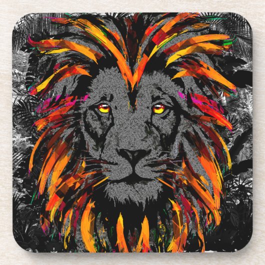 Lion Head | Orange Lion Untersetzer (Vorderseite)