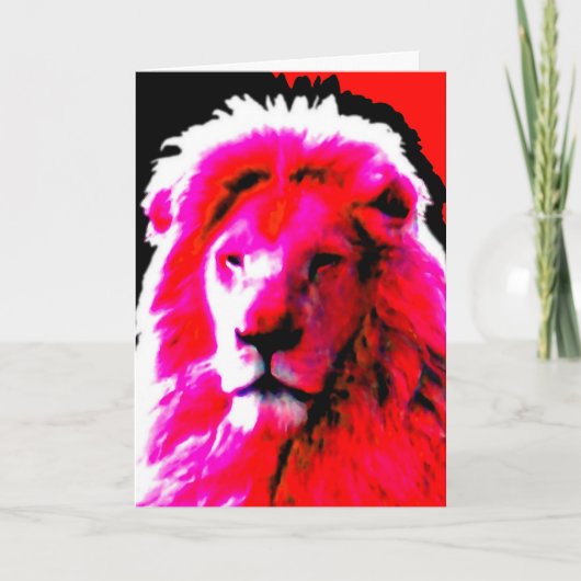 Lion Head Pink "Happy Birthday" Grüße Karte (Vorderseite)