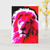 Lion Head Pink "Happy Birthday" Grüße Karte (Gelbe Blume)