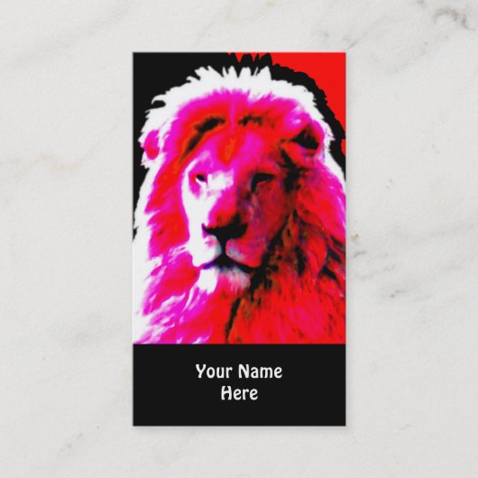 Lion Head Pink Visitenkarte schwarz (Vorderseite)