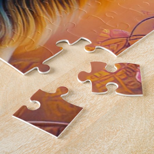 Lion Head Portrait in einer Fantasy Blue World Puzzle (Seite)