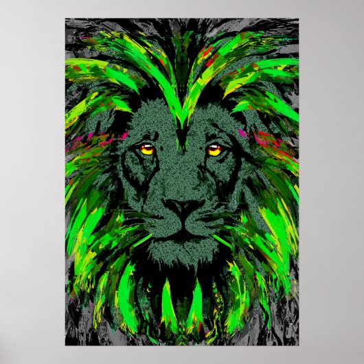 Lion Head Poster Art | Green Lion Poster (Vorne)