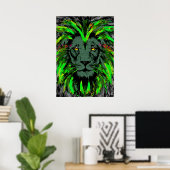 Lion Head Poster Art | Green Lion Poster (Heimbüro)