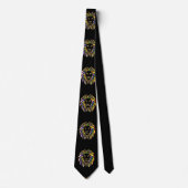 Lion Head Print Gold Green Lila auf Black Necktie Krawatte (Vorderseite)