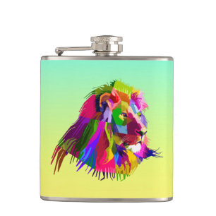 Lion Head Prismatischer Pop Art Design-62502 Flachmann