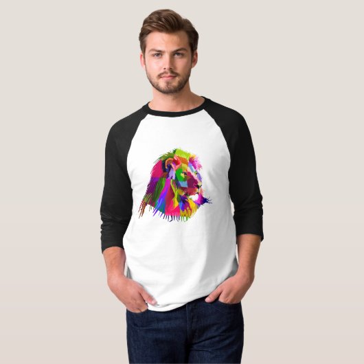 Lion Head Prismatischer Pop Art Design-62502 T-Shirt (Vorne ganz)