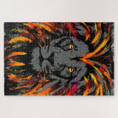 Lion Head Puzzle | Orange Lion Jigsaw Puzzle (Horizontal)