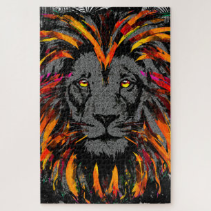 Lion Head Puzzle   Orange Lion Jigsaw Puzzle