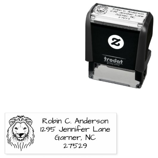 Lion Head Rücksendeadresse Self Inking Briefmarke Permastempel (Beispiel)