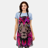 Lion Head Schürze | Schürze Blue Pink Lion (Getragen)