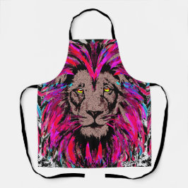 Lion Head Schürze | Schürze Blue Pink Lion