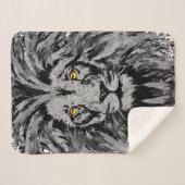 Lion Head Sherpa Blanket | Gray Lion Blanket Sherpadecke (Vorderseite (Horizontal))