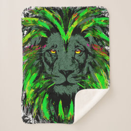 Lion Head Sherpa Blanket | Green Lion Blanket Sherpadecke