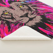 Lion Head Sherpa Blanket | Pink Lion Blanket Sherpadecke (3/4)