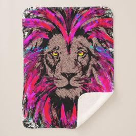 Lion Head Sherpa Blanket | Pink Lion Blanket Sherpadecke