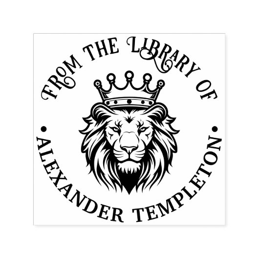 Lion Head Wearing Crown #1P Library Book Name Permastempel (Design)