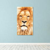Lion Head Wrapped Canvas Print Leinwanddruck (Insitu (Holzboden))