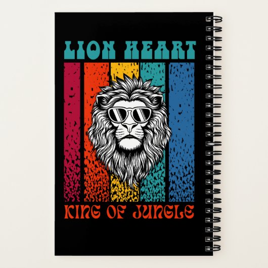 Lion Heart Retro Art Design Notebook Notizblock (Rückseite)