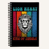 Lion Heart Retro Art Design Notebook Notizblock (Vorderseite)