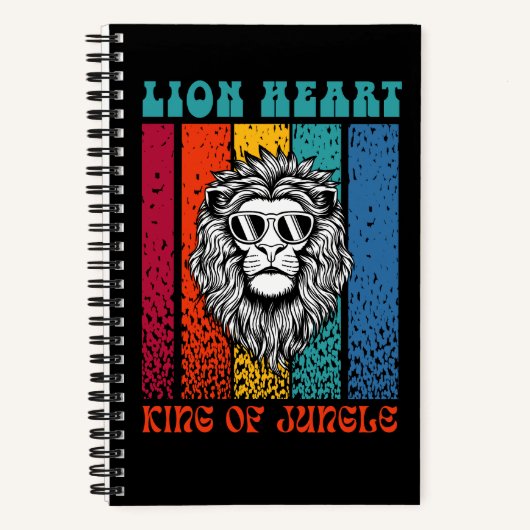 Lion Heart Retro Art Design Notebook Notizblock (Vorderseite)