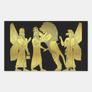 Lion Hunt Rechteckiger Aufkleber