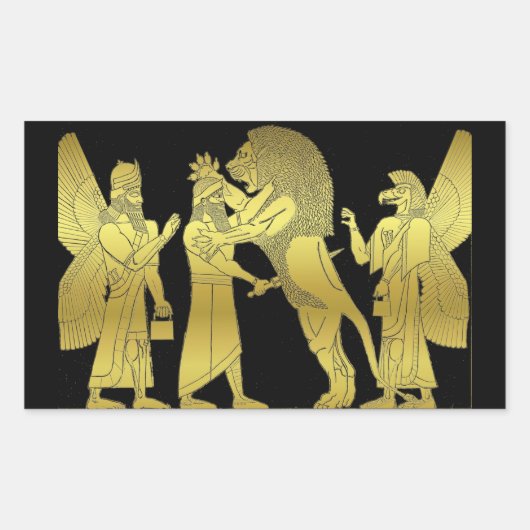 Lion Hunt Rechteckiger Aufkleber (Vorderseite)