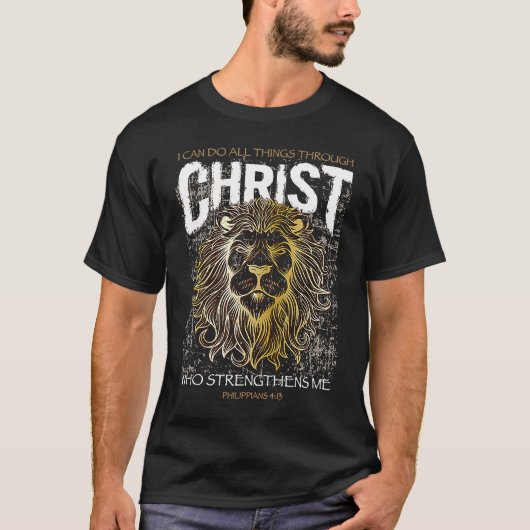 Lion I Can Do All Things Philippians Uplifting Bib T-Shirt (Vorderseite)