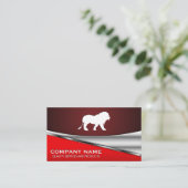 Lion Icon | Red Metallic Background Visitenkarte (Stehend Vorderseite)
