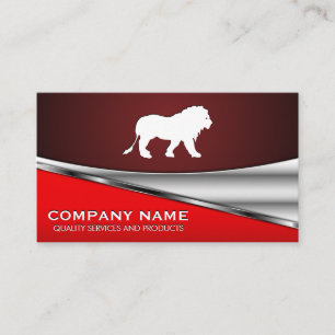 Lion Icon   Red Metallic Background Visitenkarte