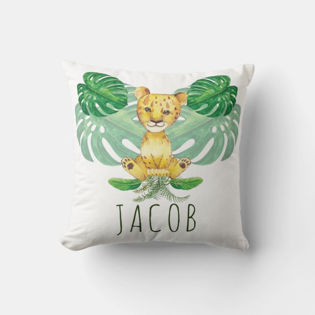 Lion Illustration Safari modern Personalisiert Kissen (Vorderseite)