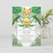 Lion Illustration Safari Taufe Einladung (Stehend Vorderseite)