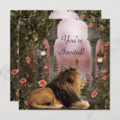 Lion in Enchanted Floral Garden Event Einladung (Vorne/Hinten)