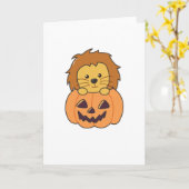 Lion in Pumpkin Orange Koalas Halloween Lion Karte (Gelbe Blume)