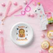 Lion in Pumpkin Sweet Lions Happy Halloween Pappteller (Party)