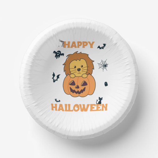 Lion in Pumpkin Sweet Lions Happy Halloween Pappteller (Vorderseite)