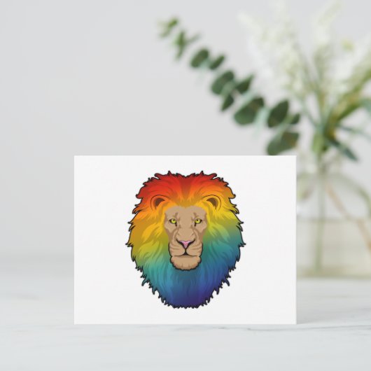 Lion in Rainbow Colours Postkarte (Stehend Vorderseite)