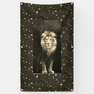 LION IN SNOW Banner MIT GROMMETER