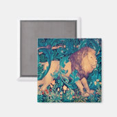 Lion in The Forest, William Morris Magnet (Vorderseite/Rückseite)